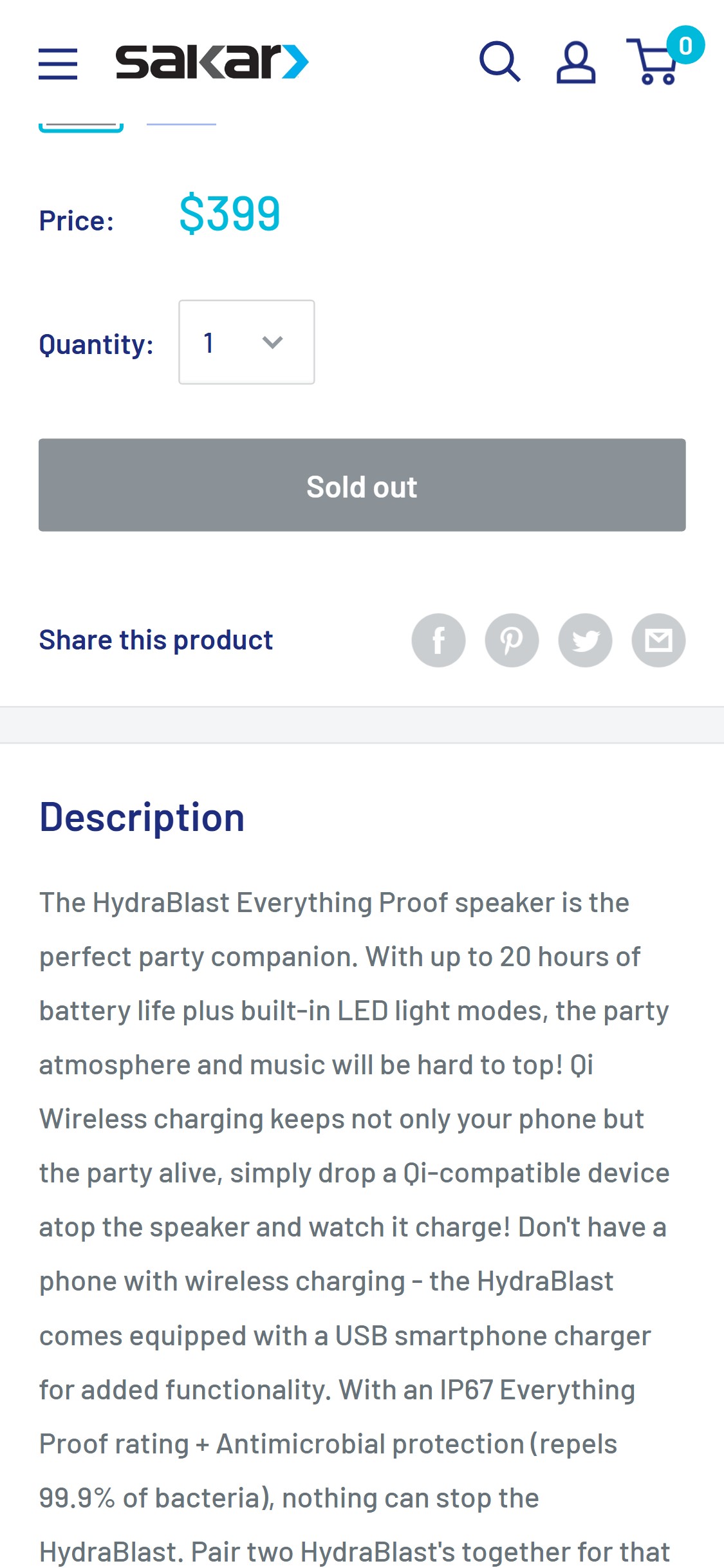 Sakar â€” Mobile PDP (description)